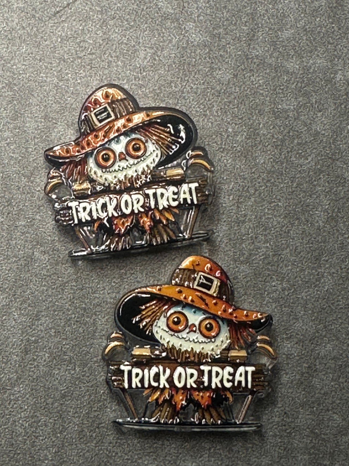 Halloween acrylic focal bead- set of 2/ focal bead/ pen beading / keychain bead/ trick or treat scarecrow