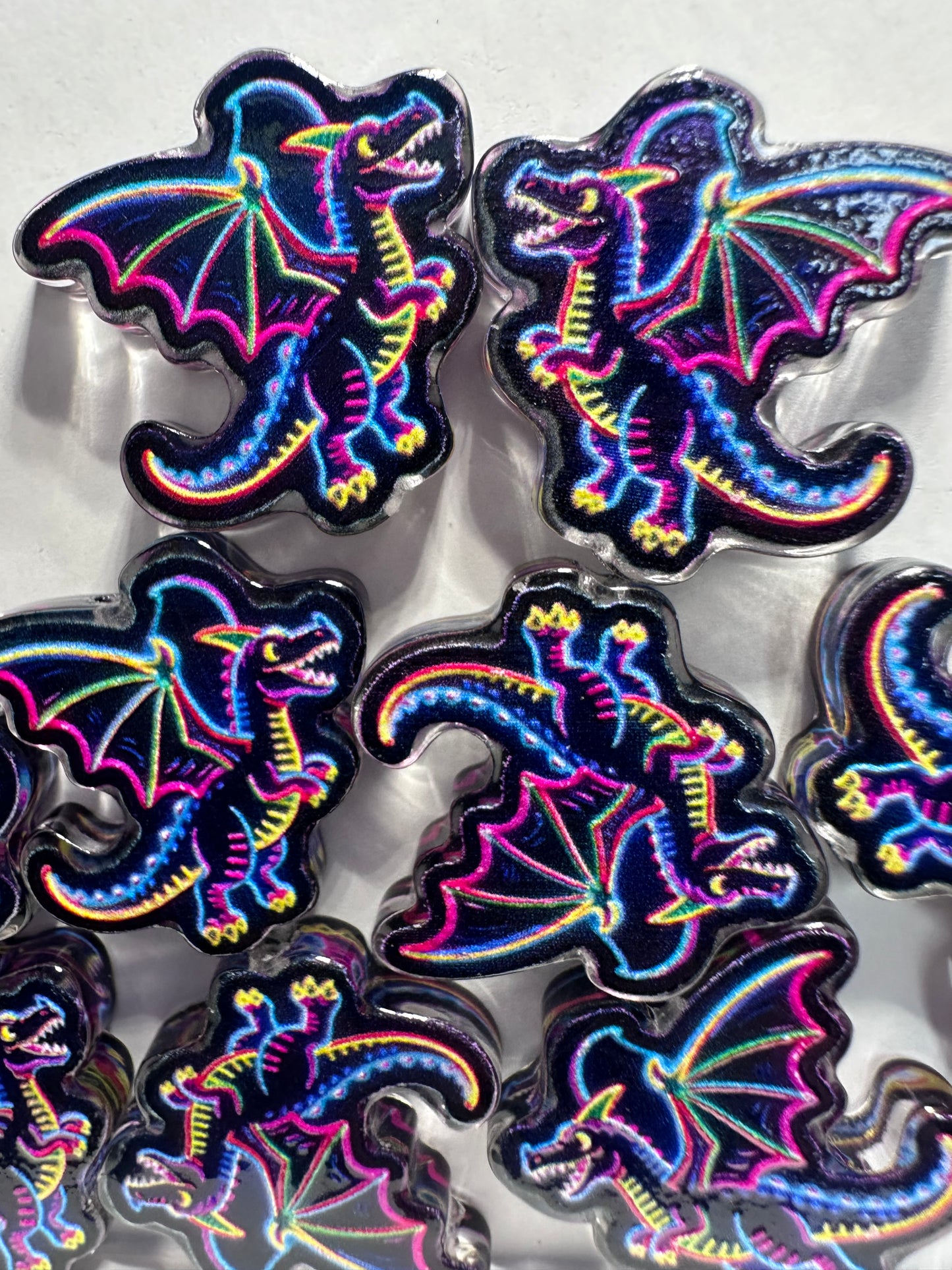 Neon Dragon acrylic focal bead- set of 2/ focal bead/ pen beading / keychain bead/flying dragon
