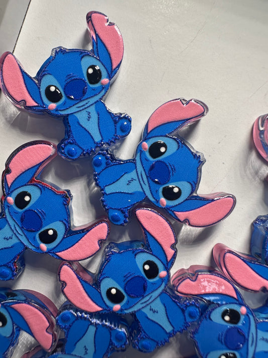 Blue guy alien acrylic focal bead- set of 2/ focal bead/ pen beading / keychain bead