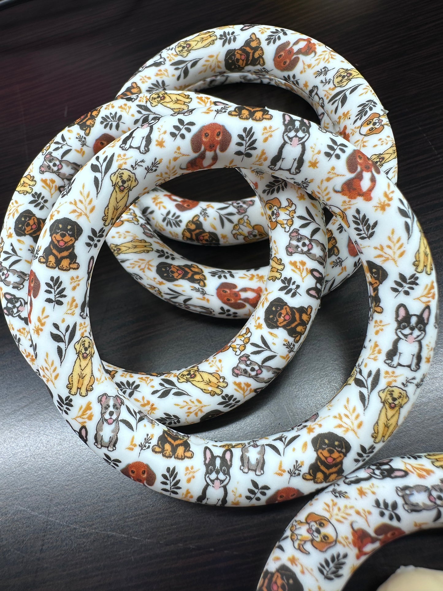 3D Dog silicone focal beads Golden Retriever, Pit Bull, Beagle, Rottweiler, Coon Hound, Frenchie - matching hoop and round beads