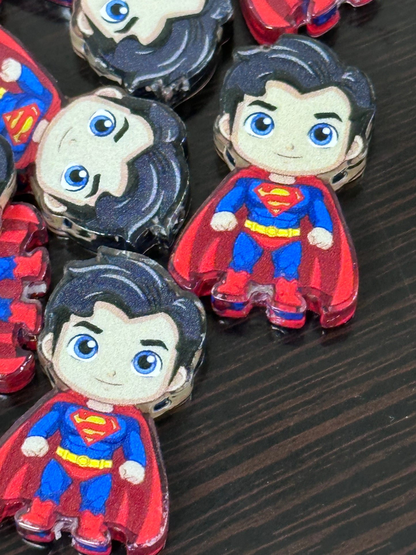Flying boy in red suit acrylic focal bead- set of 2/ focal bead/ pen beading / keychain bead