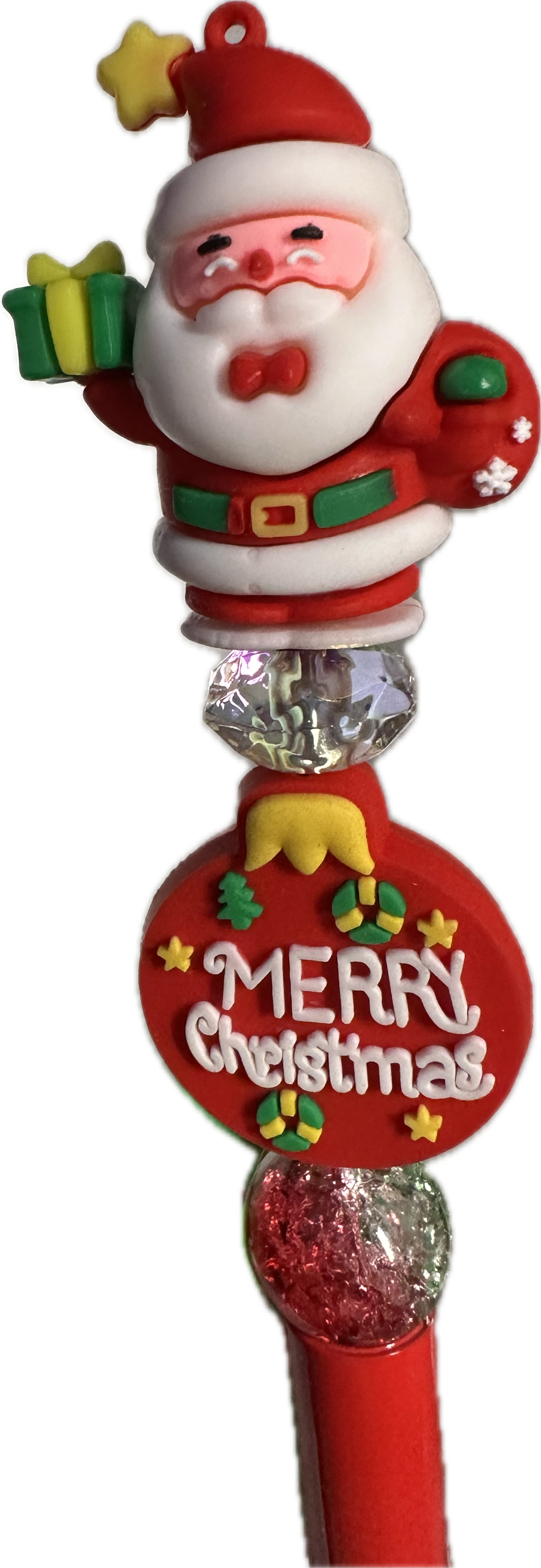 Merry Christmas ornament focal bead/ beadable pen/ Silicone bead/ keychain bead-set of 2 focals included