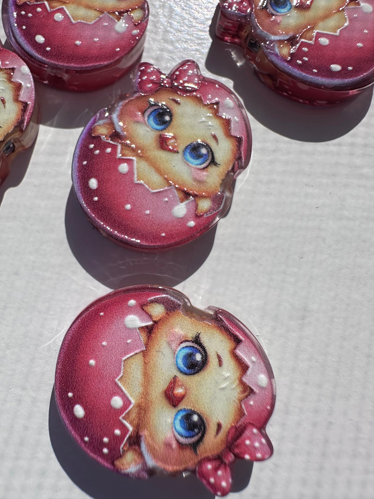 Chick in an egg acrylic focal bead- set of 2/ focal bead/ pen beading / keychain bead /Easter Egg