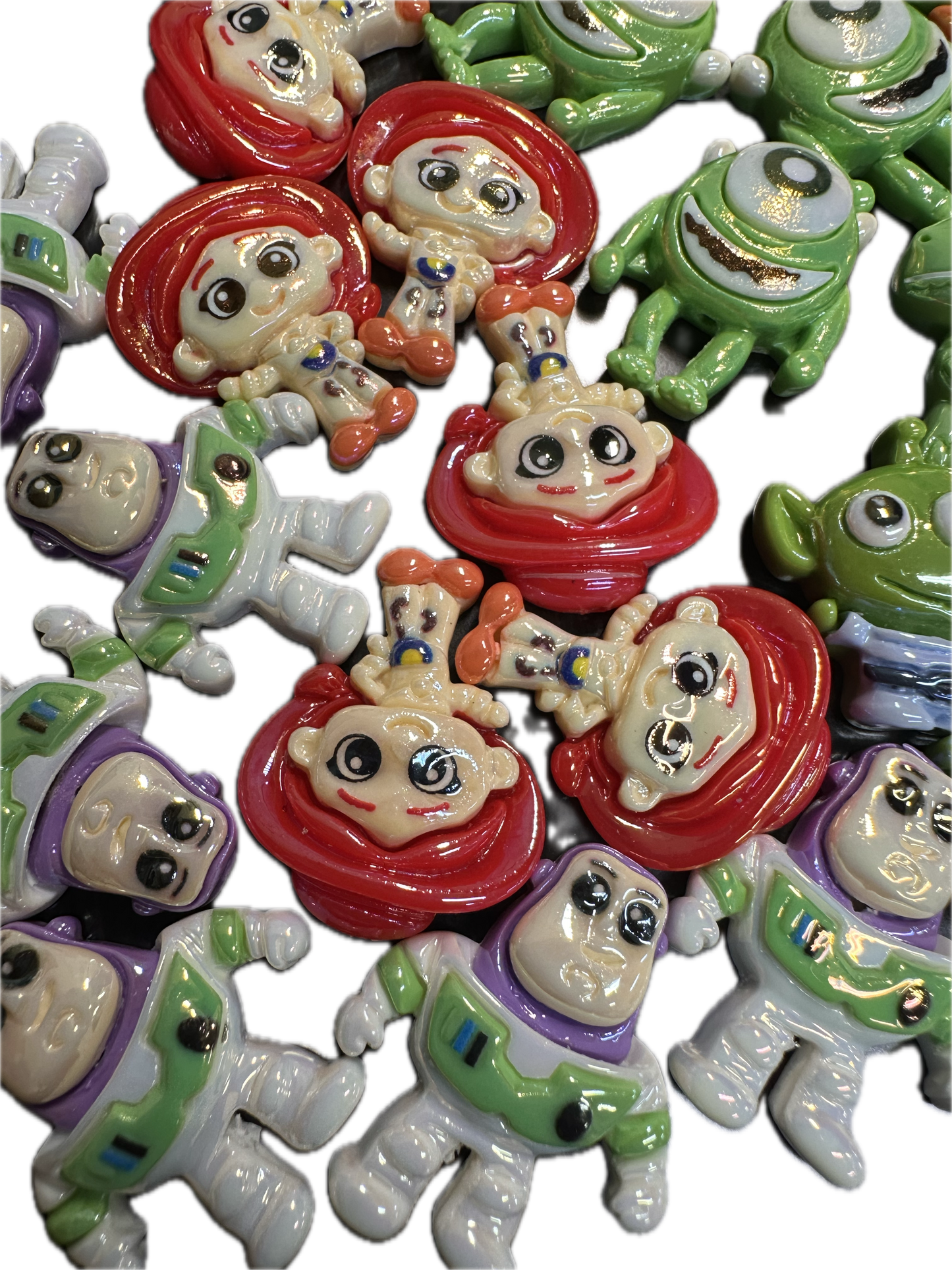 Random Character Flat Back Beads – Set of 10 – Fits Beaded Pens and keychains