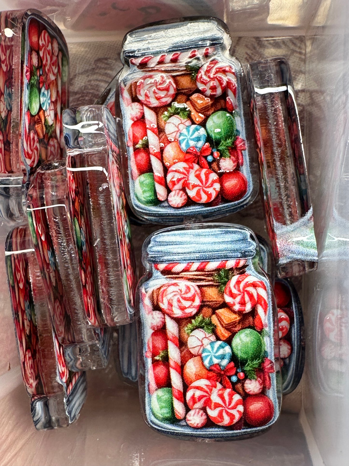 Jar of candy acrylic focal bead- set of 2/ focal bead/ pen beading / keychain bead/ Christmas