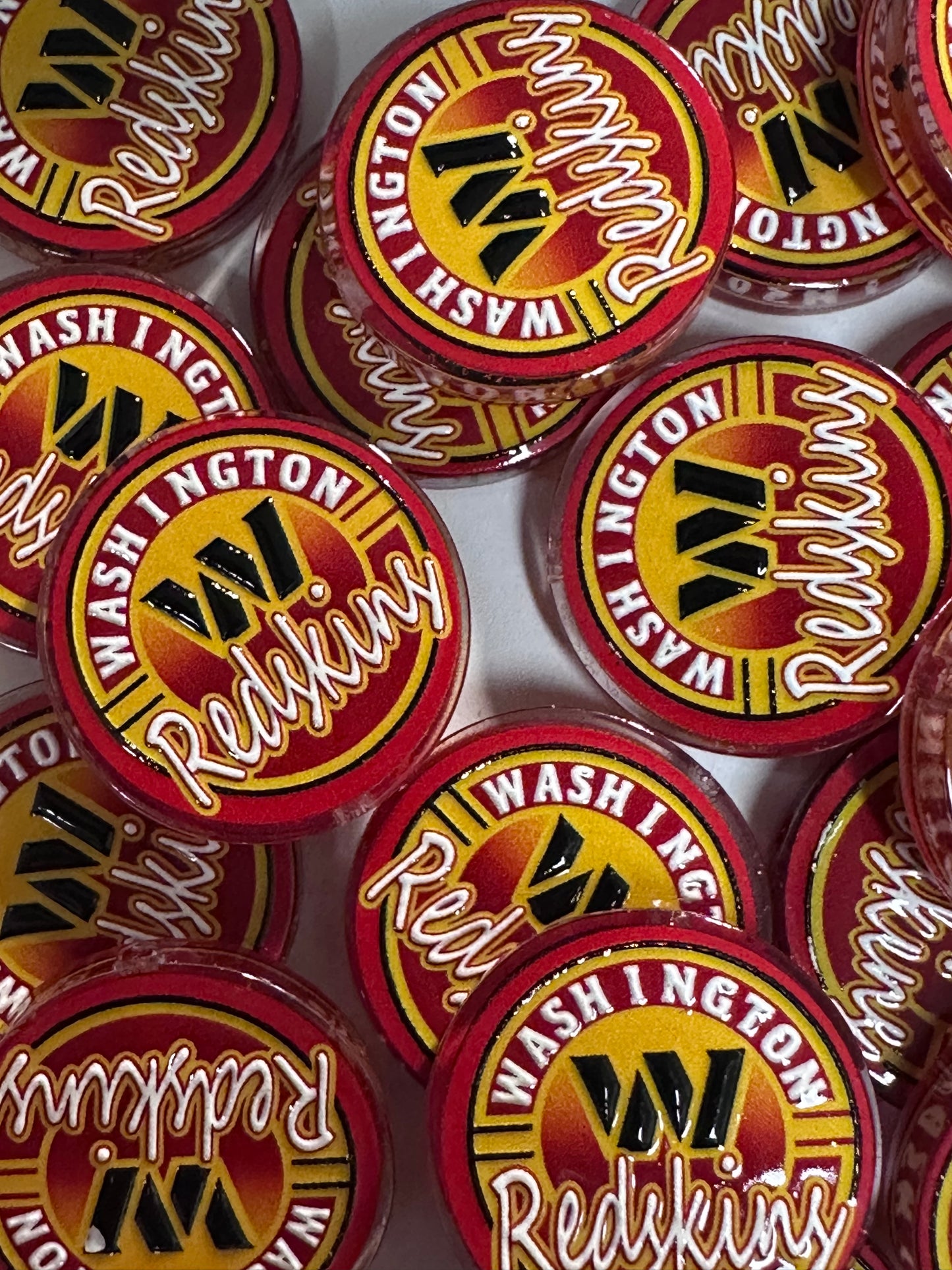 Washington Redskins acrylic focal bead- set of 2/ focal bead/ pen beading / keychain bead /football