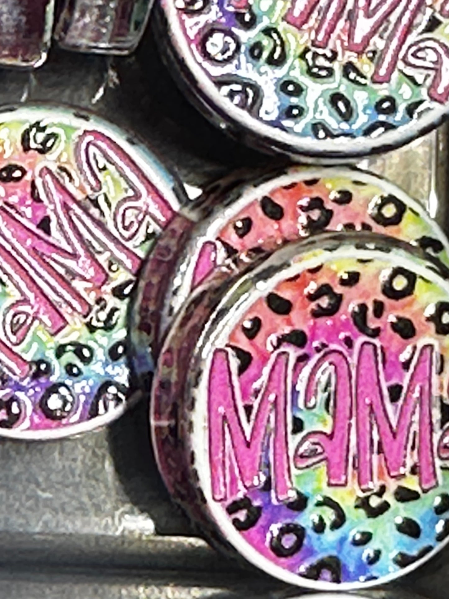 Colorful leopard print MAMA acrylic focal bead- set of 2/ focal bead/ pen beading / keychain bead/