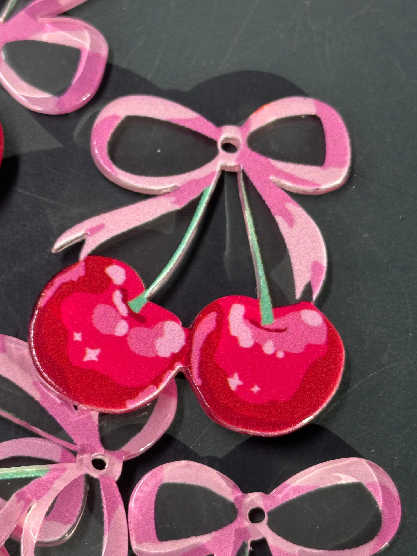 Cherries Acrylic Pendants – Pendant charms for DIY Crafts (Set of 5)