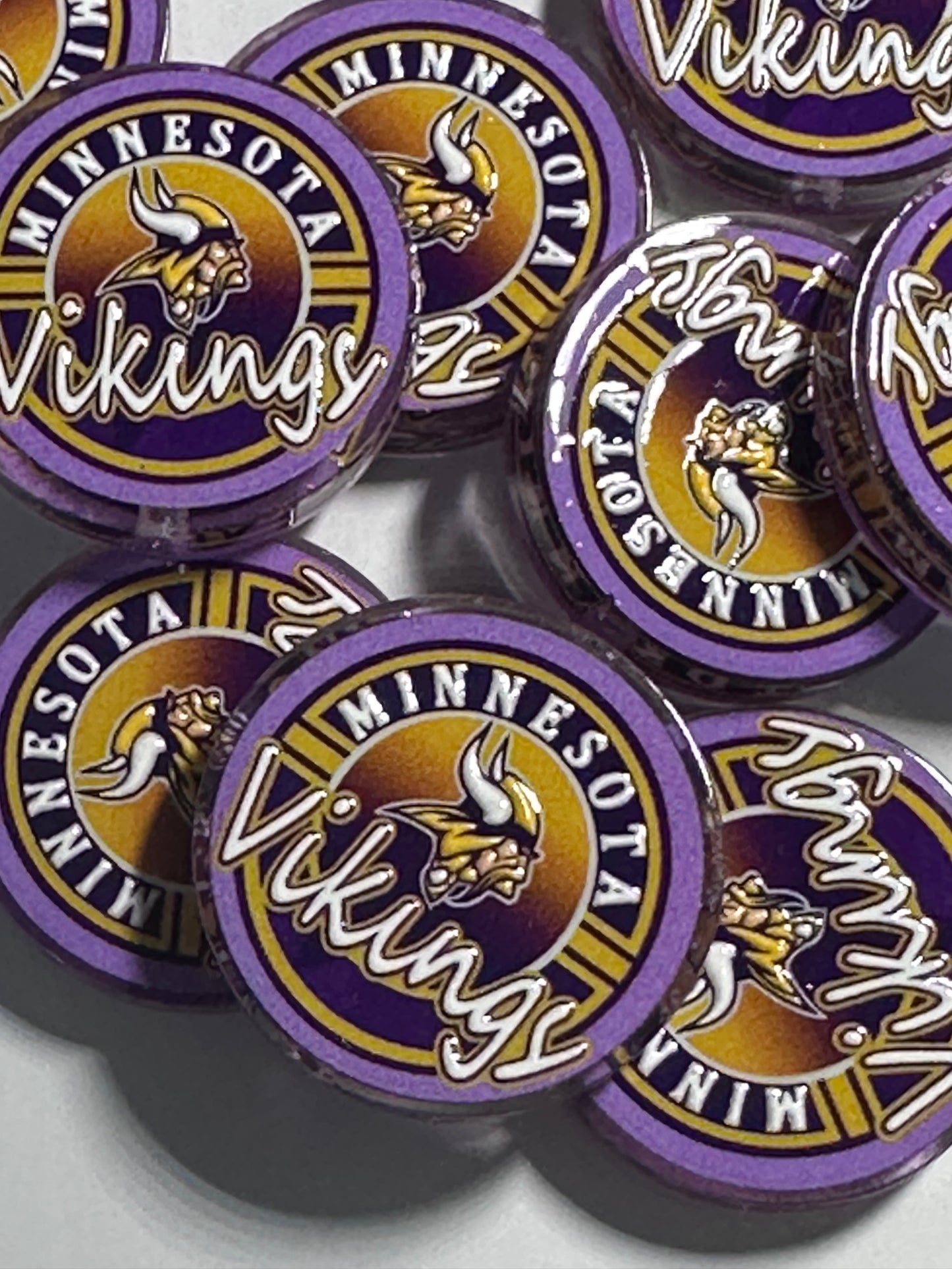 NEW Minnesota Vikings acrylic focal bead- set of 2/ focal bead/ pen beading / keychain bead /football