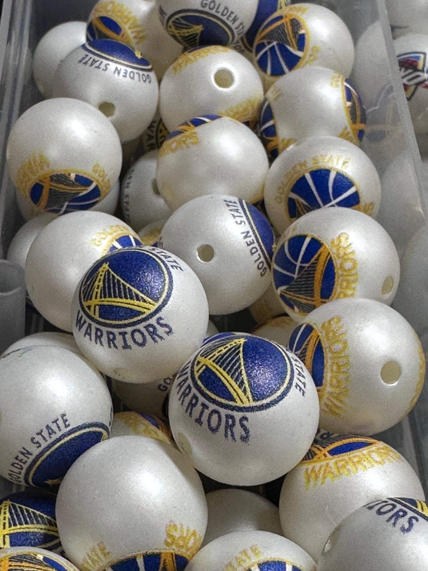 Golden State Warriors 16mm Sports Print Beads • Set of 10 • Great for Pens, Keychains & Crafts- basketball