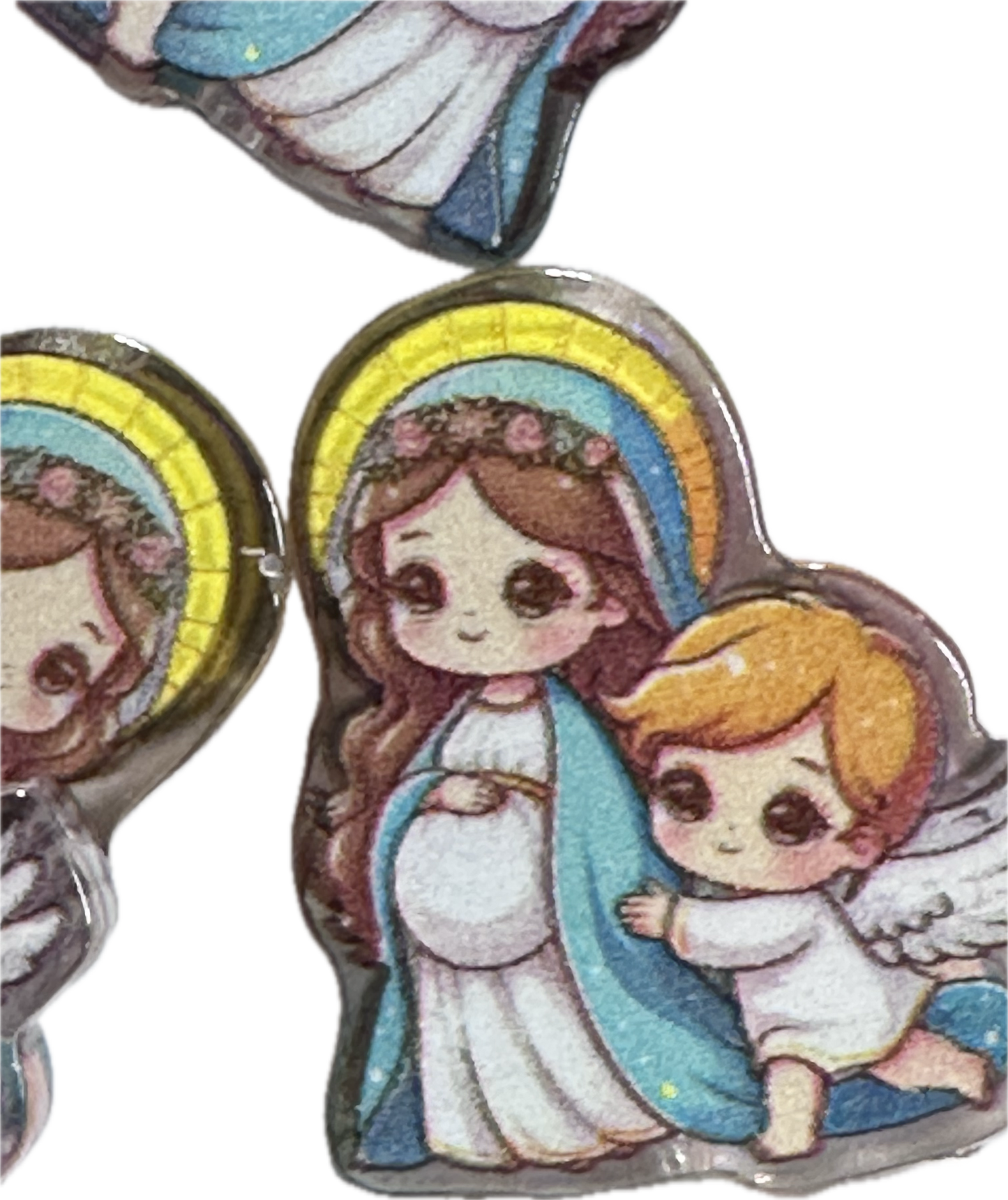 Angel and Mary acrylic focal bead- set of 2/ focal bead/ pen beading / keychain bead/ pregnant