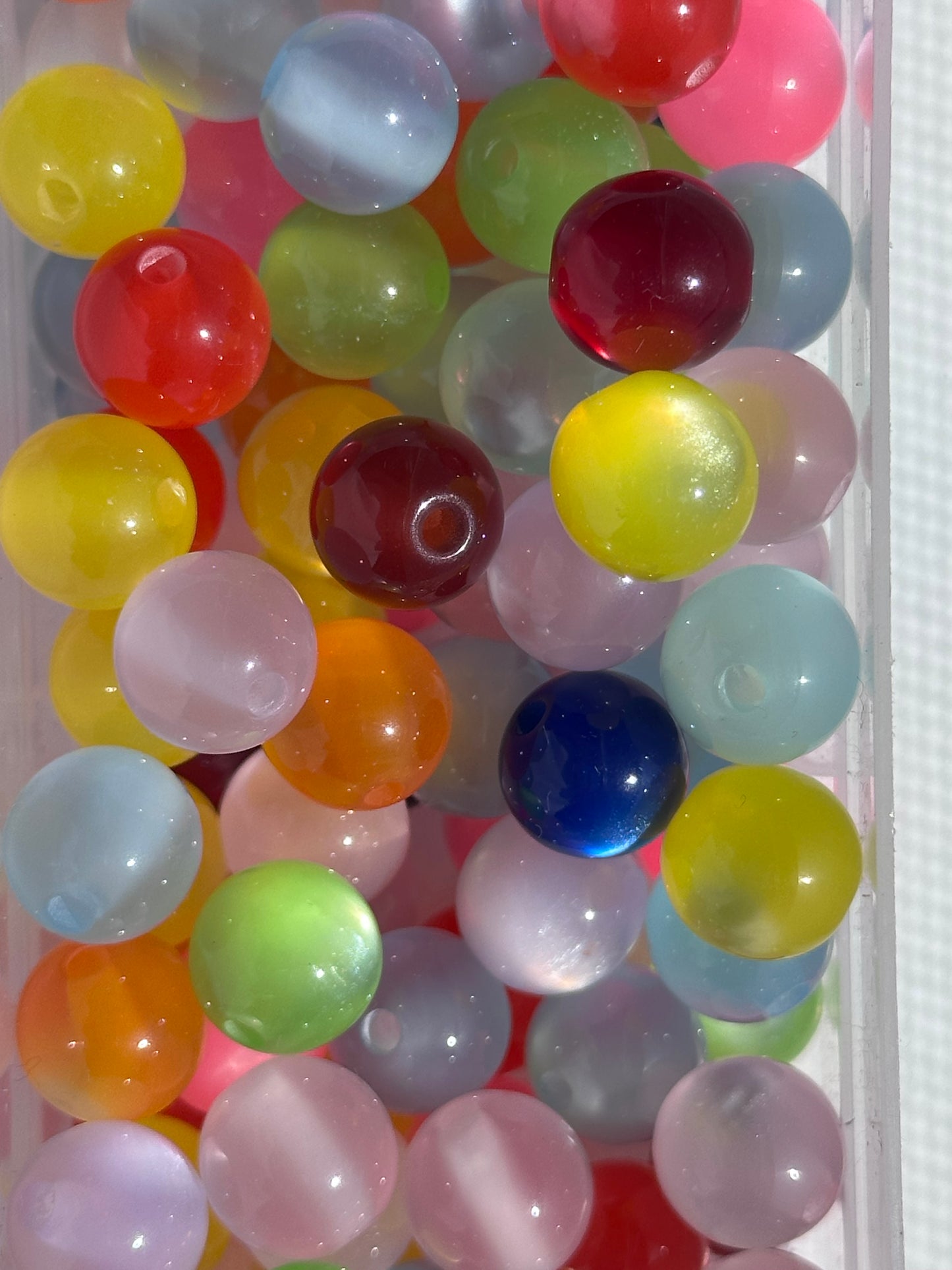 10mm Cat Eye Acrylic Beads – Assorted Colors | Sets of 10, 25, 50. Perfect for jewelry DIY
