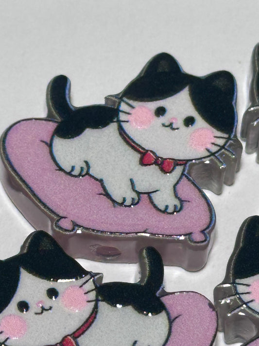 Cute cat acrylic focal bead- set of 2/ focal bead/ pen beading / keychain bead/kitty