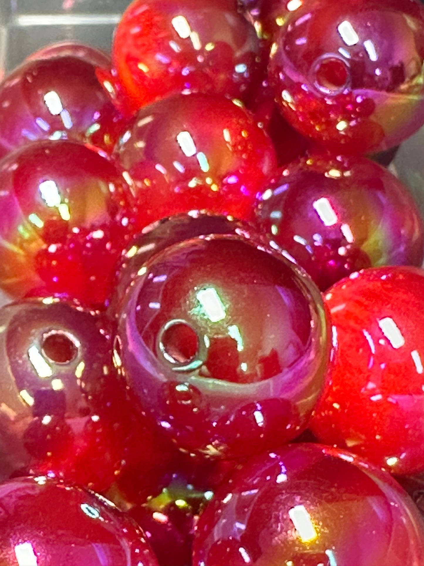 Ten (10) dark red cat eye beads/  beadable pen beads/ DIY/ 20mm