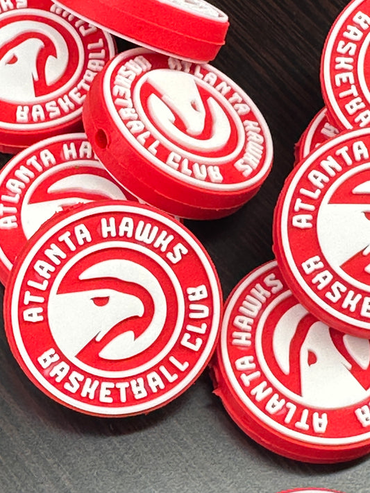 Atlanta Hawks focal bead / sports silicone bead / Hawks basketball Club