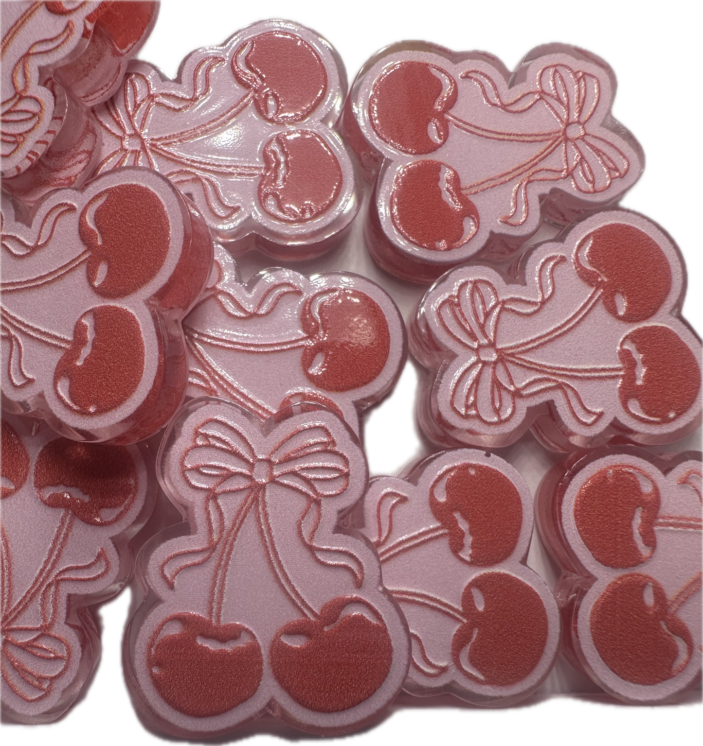 Cherries acrylic focal bead- set of 2/ focal bead/ pen beading / keychain bead/