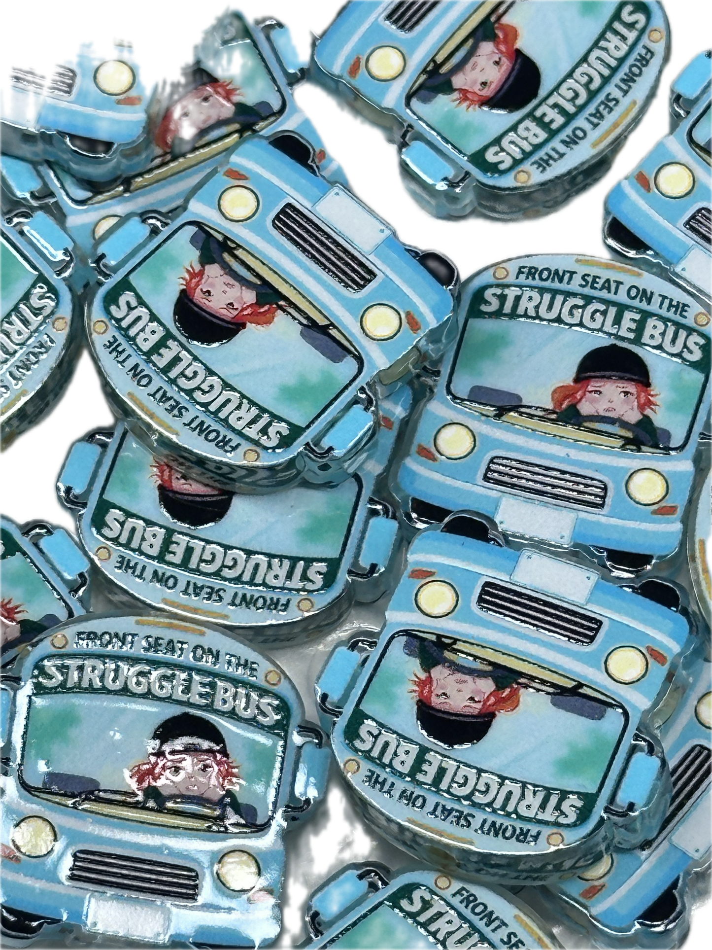 Struggle Bus acrylic focal bead- set of 2/ focal bead/ pen beading / keychain bead/ OUR DESIGN