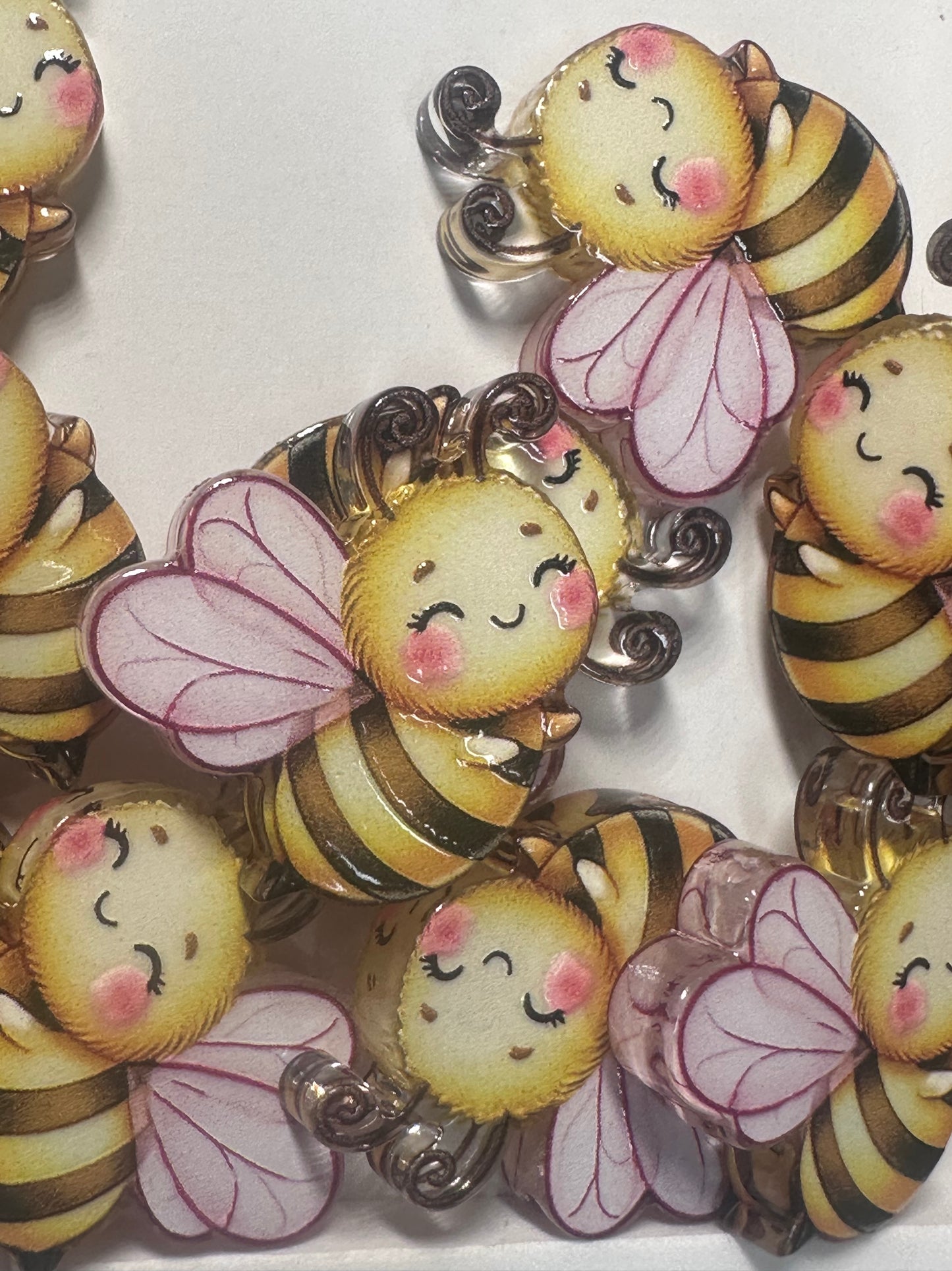 Flying bumble bee acrylic focal bead- set of 2/ focal bead/ pen beading / keychain bead/ bumble bee