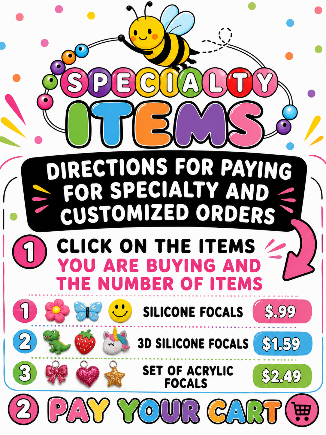 SPECIALTY ITEMS  -DIRECTIONS FOR ADDING SPECIALTY ITEMS TO YOUR CART