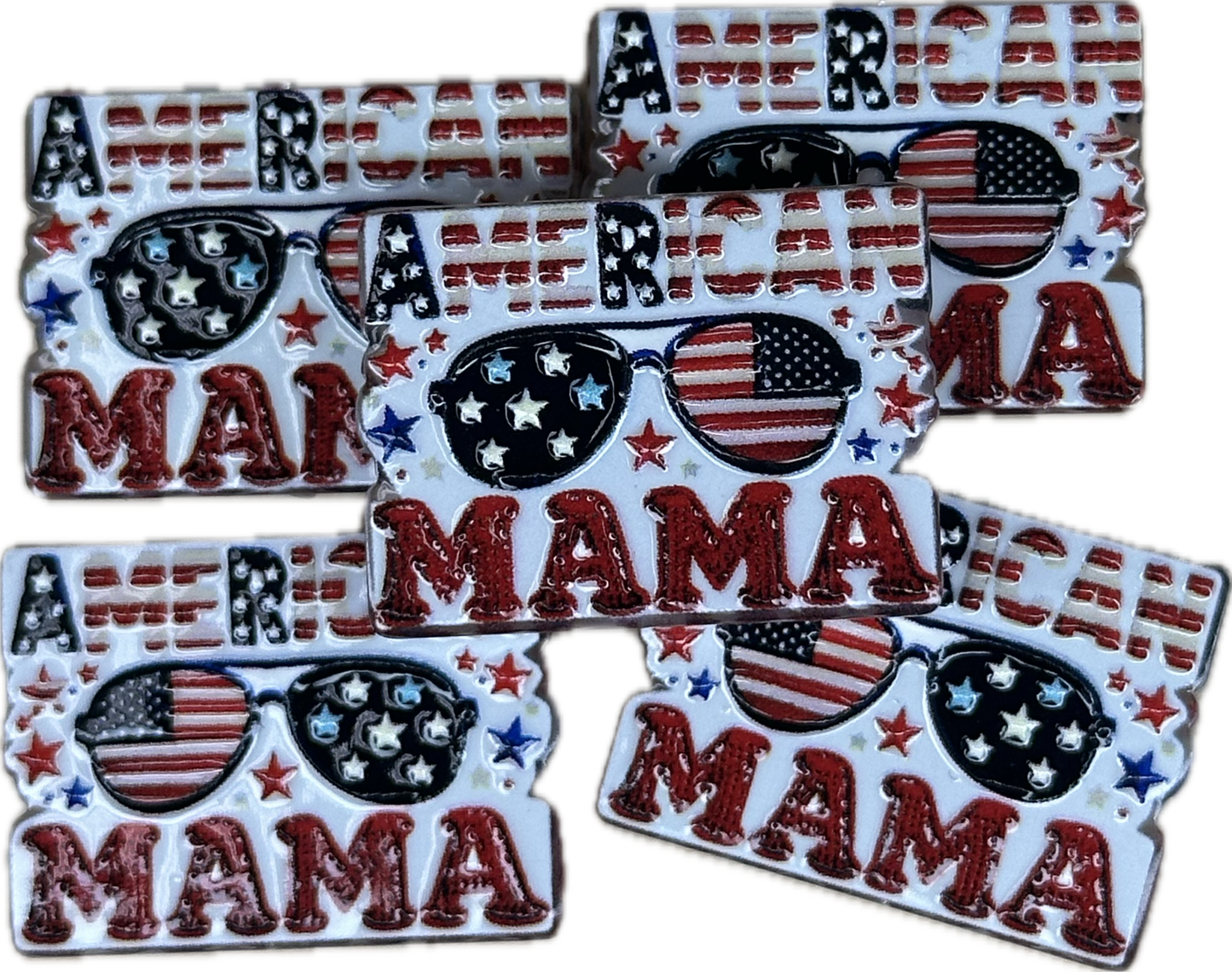 MAMA American Flag acrylic focal bead- set of 2/ focal bead/ pen beading / keychain bead/ patriotic