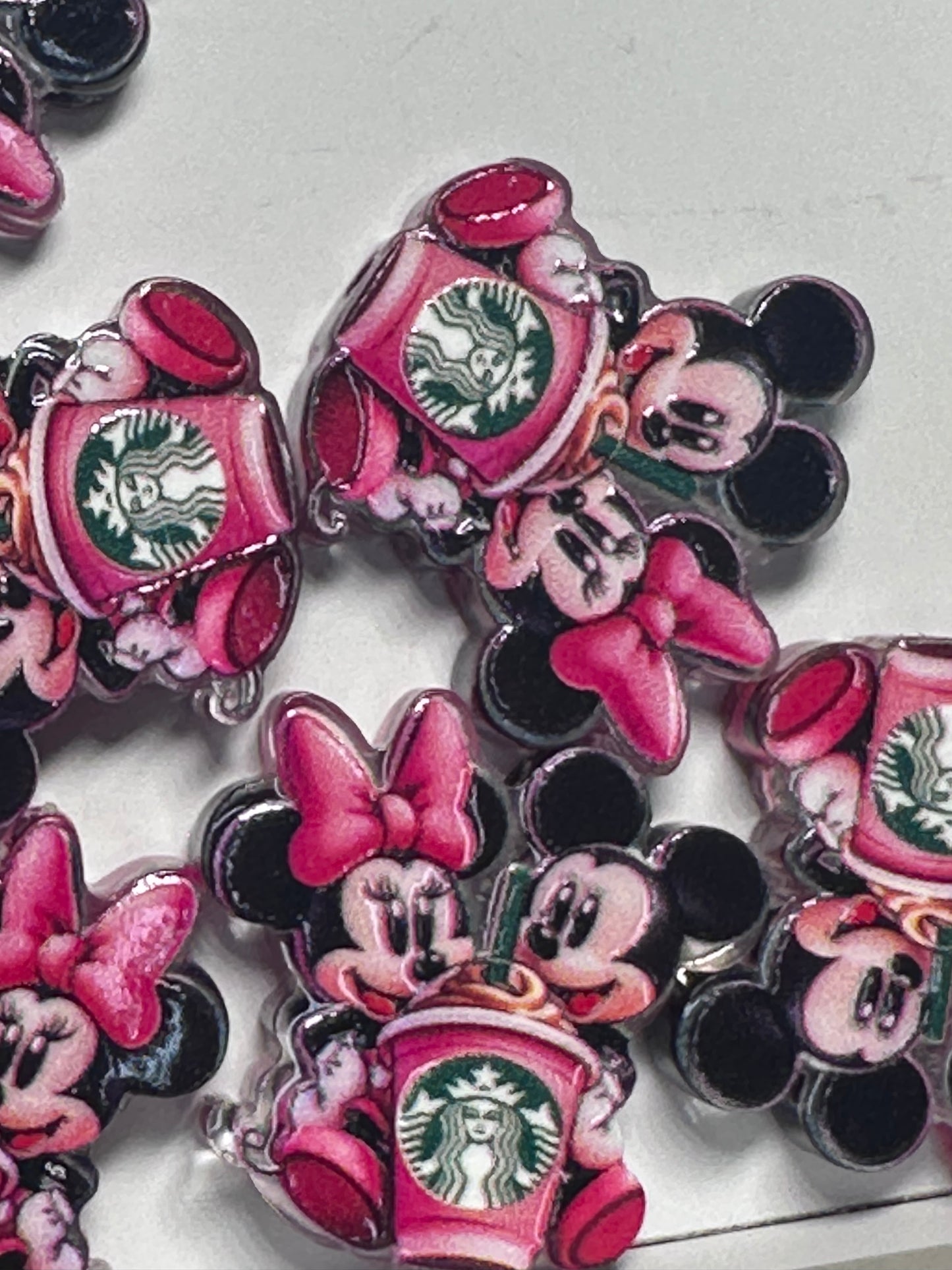 Cute couple coffee lovers acrylic focal bead- set of 2/ focal bead/ pen beading / keychain bead /star