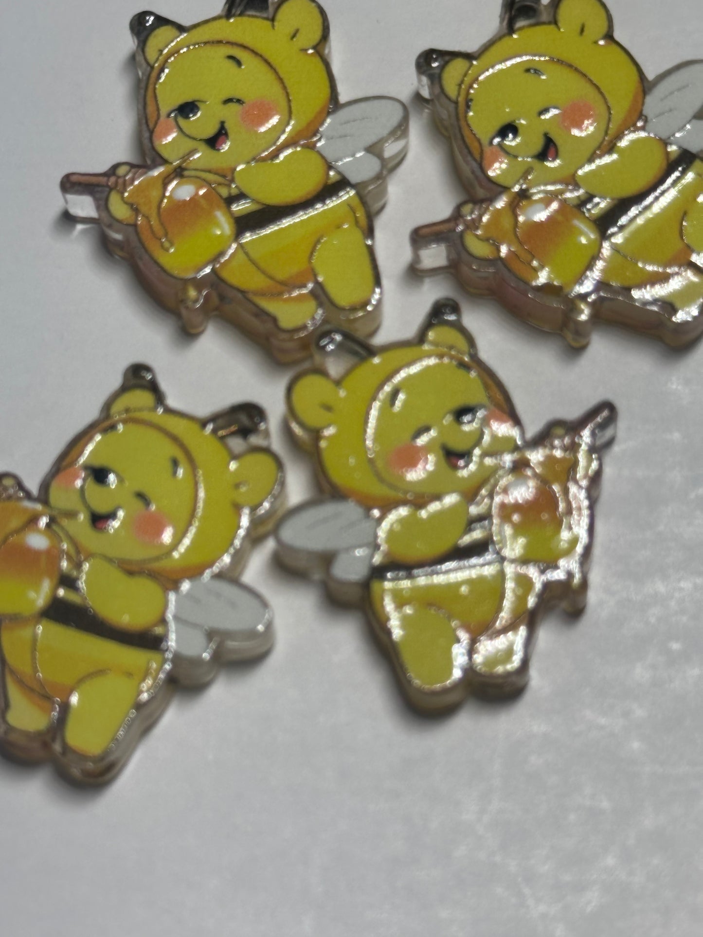 Honey bear in bee outfit acrylic focal bead- set of 2/ focal bead/ pen beading / keychain bead /so cute