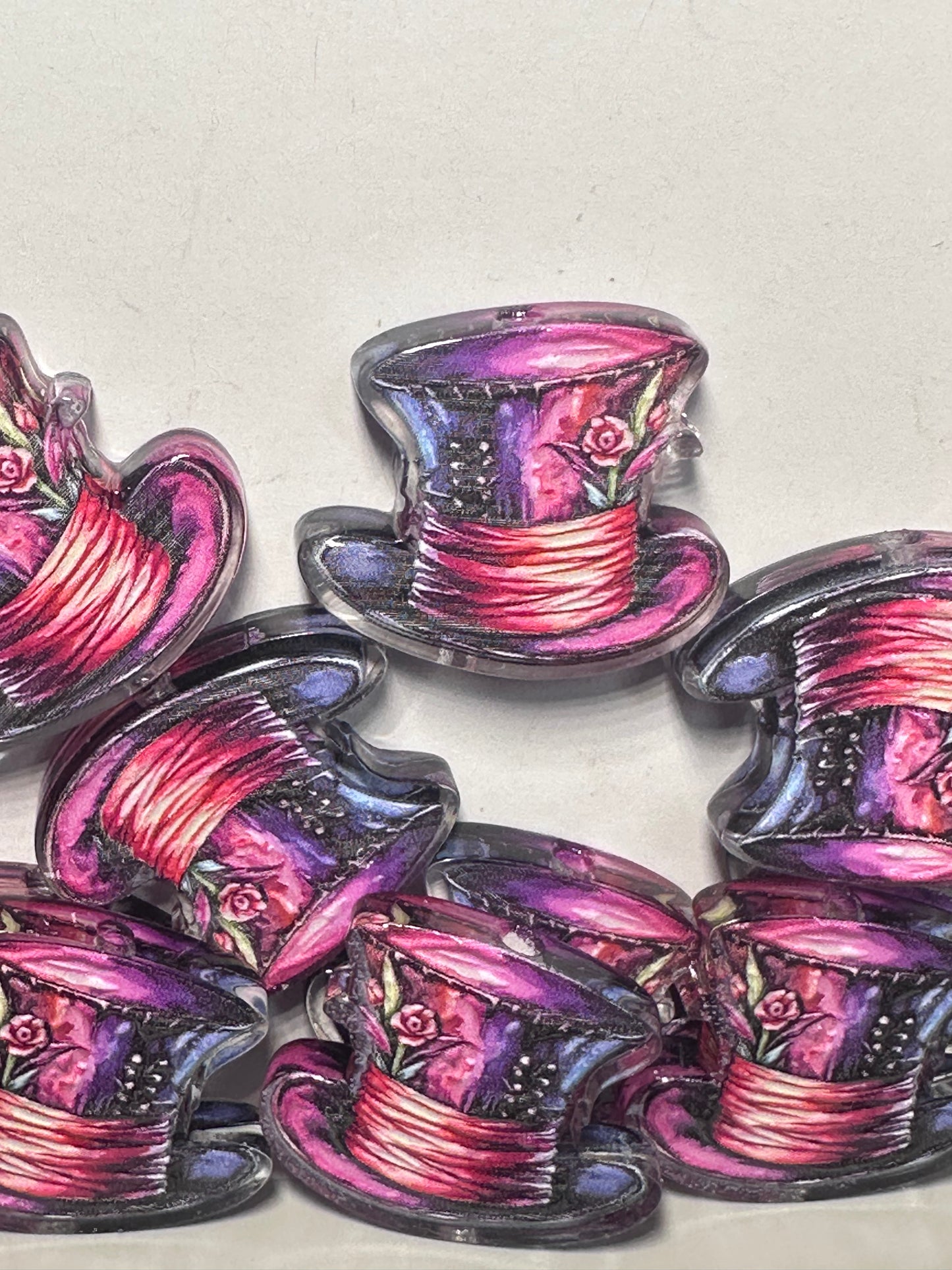 Top Hat acrylic focal bead- set of 2/ focal bead/ pen beading / keychain bead