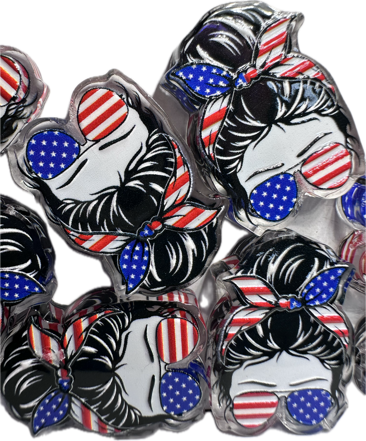 Patriotic girl acrylic focal bead- set of 2/ focal bead/ pen beading / keychain bead/ mom
