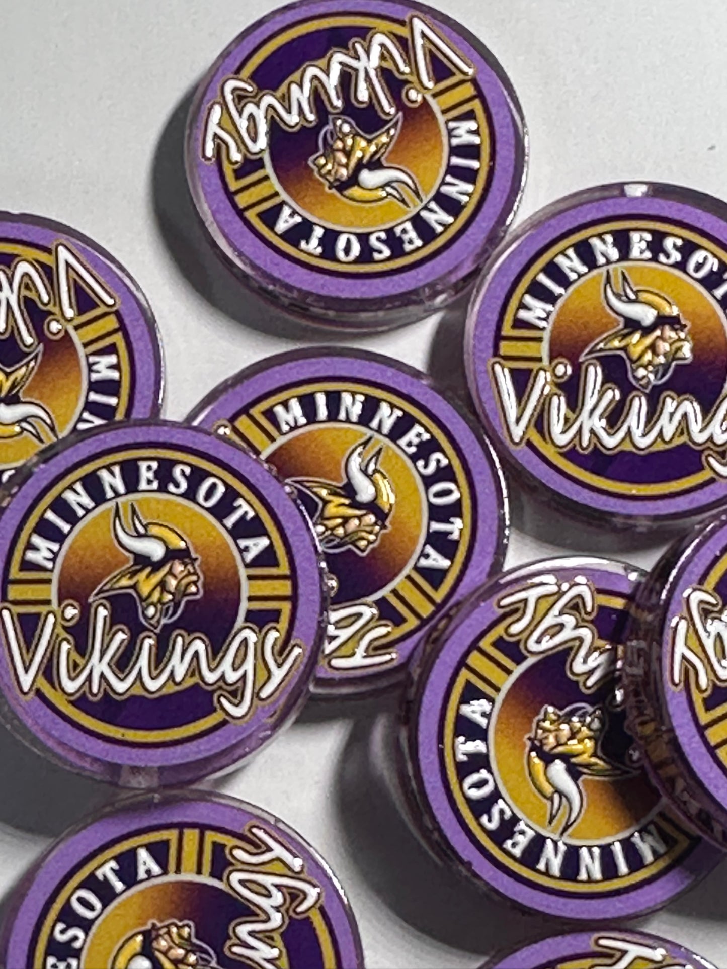 NEW Minnesota Vikings acrylic focal bead- set of 2/ focal bead/ pen beading / keychain bead /football