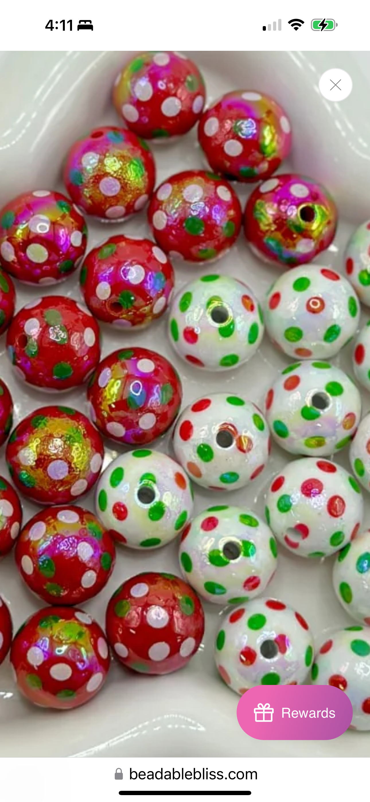 Acrylic red, green, and white spotted beads included/ Bead/ beadable pen/ keychain bead/ Christmas bead/ Ten (10) beads