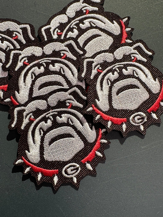 GEORGIA BULLDOGS BULLDOG HEAD /IRON ON PATCH/ SIZE SMALL/ QUALITY MATERIAL/FABRIC PATCHES/FOOTBALL TEAM