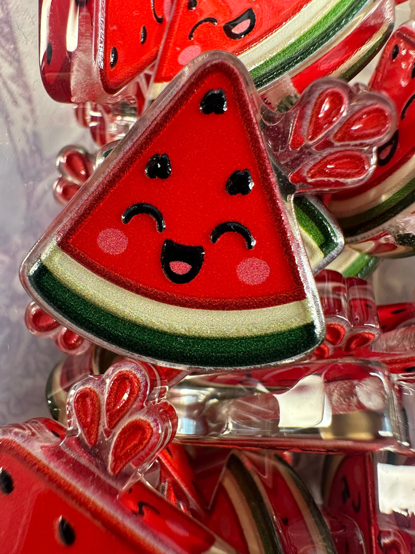 Watermelon slices acrylic focal bead- set of 2/ focal bead/ pen beading / keychain bead/ summer fruit