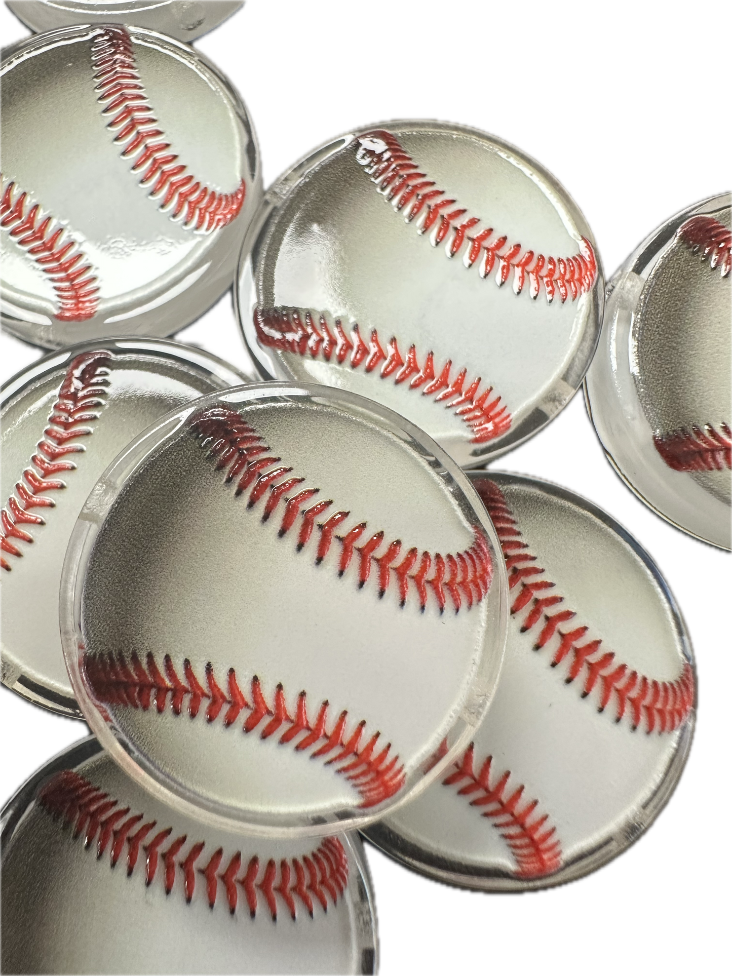 BASEBALL acrylic focal bead- set of 2/ focal bead/ pen beading / keychain bead