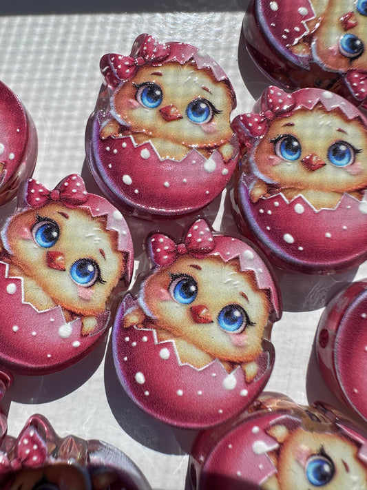 Chick in an egg acrylic focal bead- set of 2/ focal bead/ pen beading / keychain bead /Easter Egg