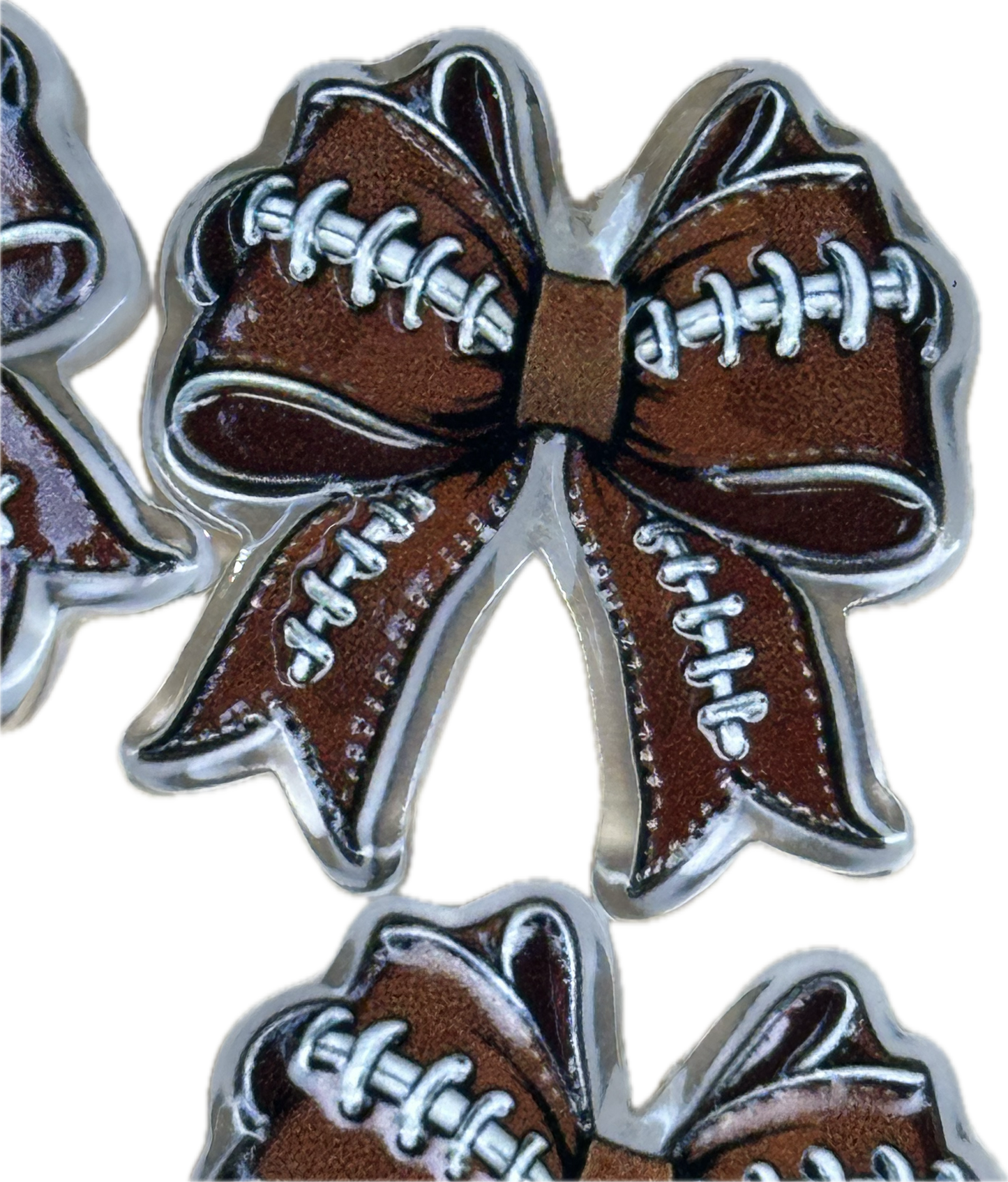 Football bow acrylic focal bead- set of 2/ focal bead/ pen beading / keychain bead/ style 2