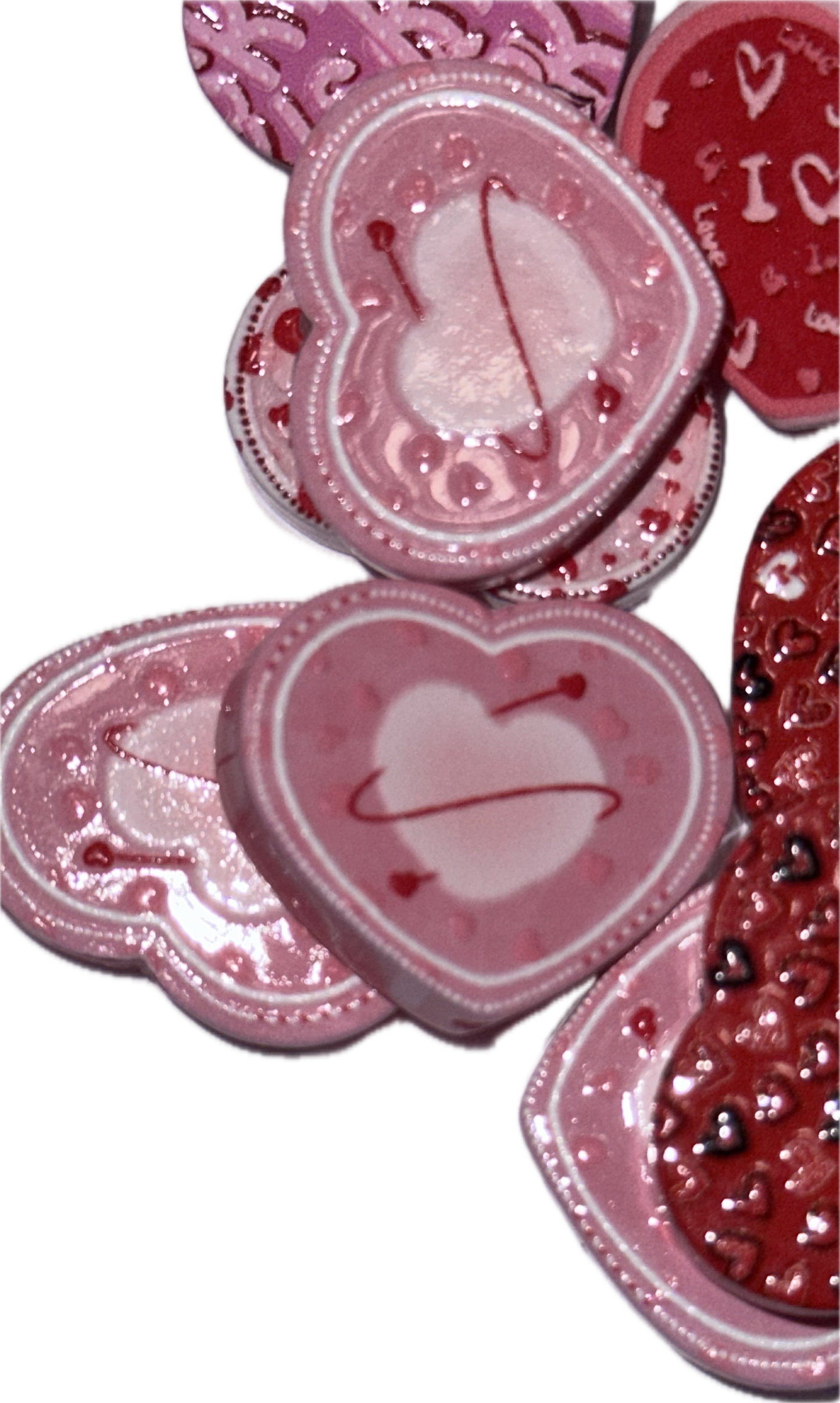 Heart shaped acrylic focal bead- set of 2/ focal bead/pink double c/ pen beading / keychain bead/ Valentines bead
