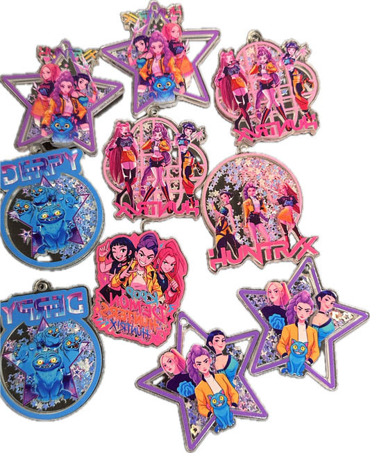 K POP Acrylic Charms Set of 10 – Mixed Character & Creature Pendants for DIY Crafts
