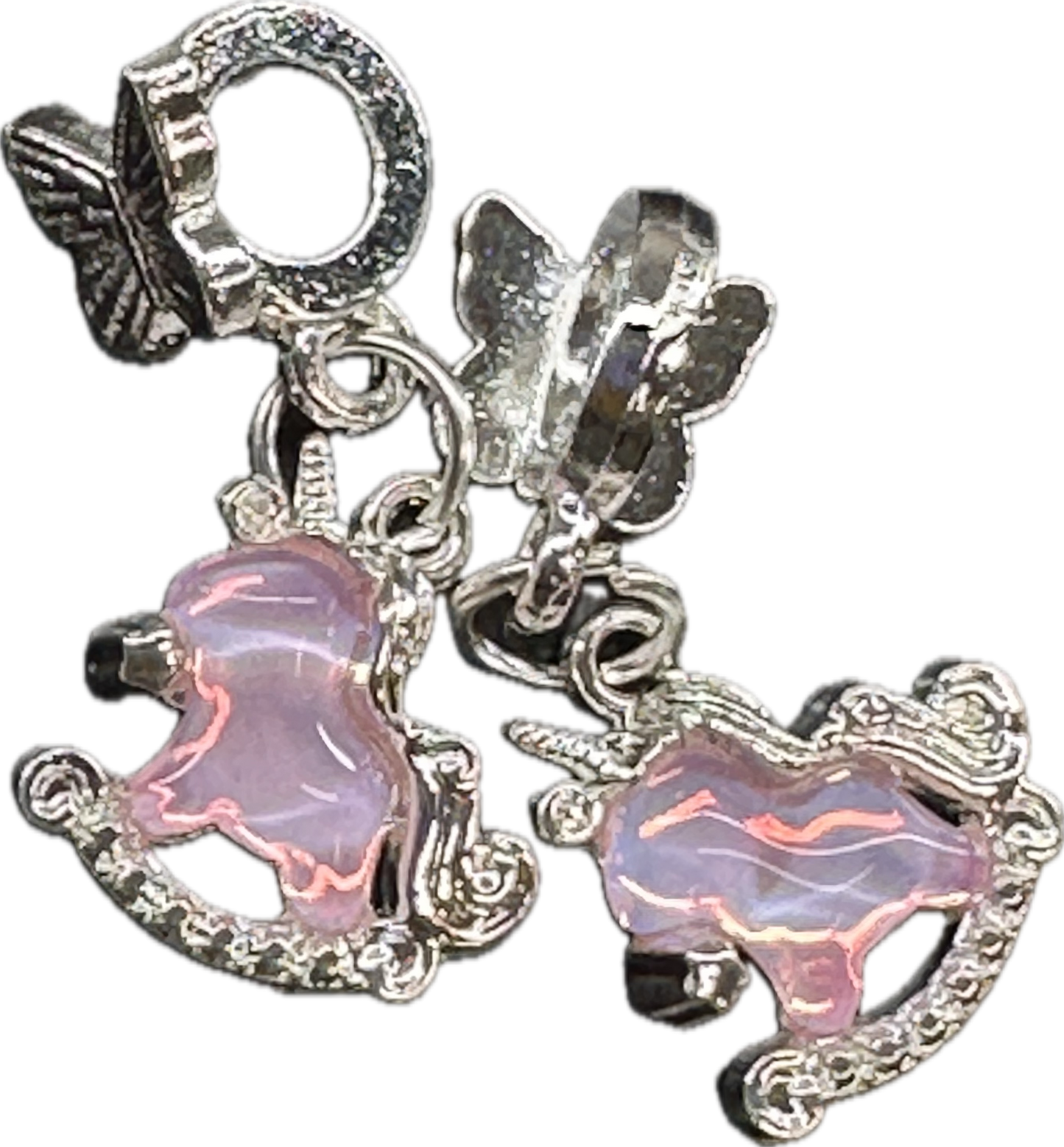 Unicorn Rocking Horse Bail Beads – Butterfly Bail Beads Charms for DIY Beaded Pens, Jewelry, and Crafts
(Sold in 1 or Set of 5)Pink,Purple,Blue,White,and Green