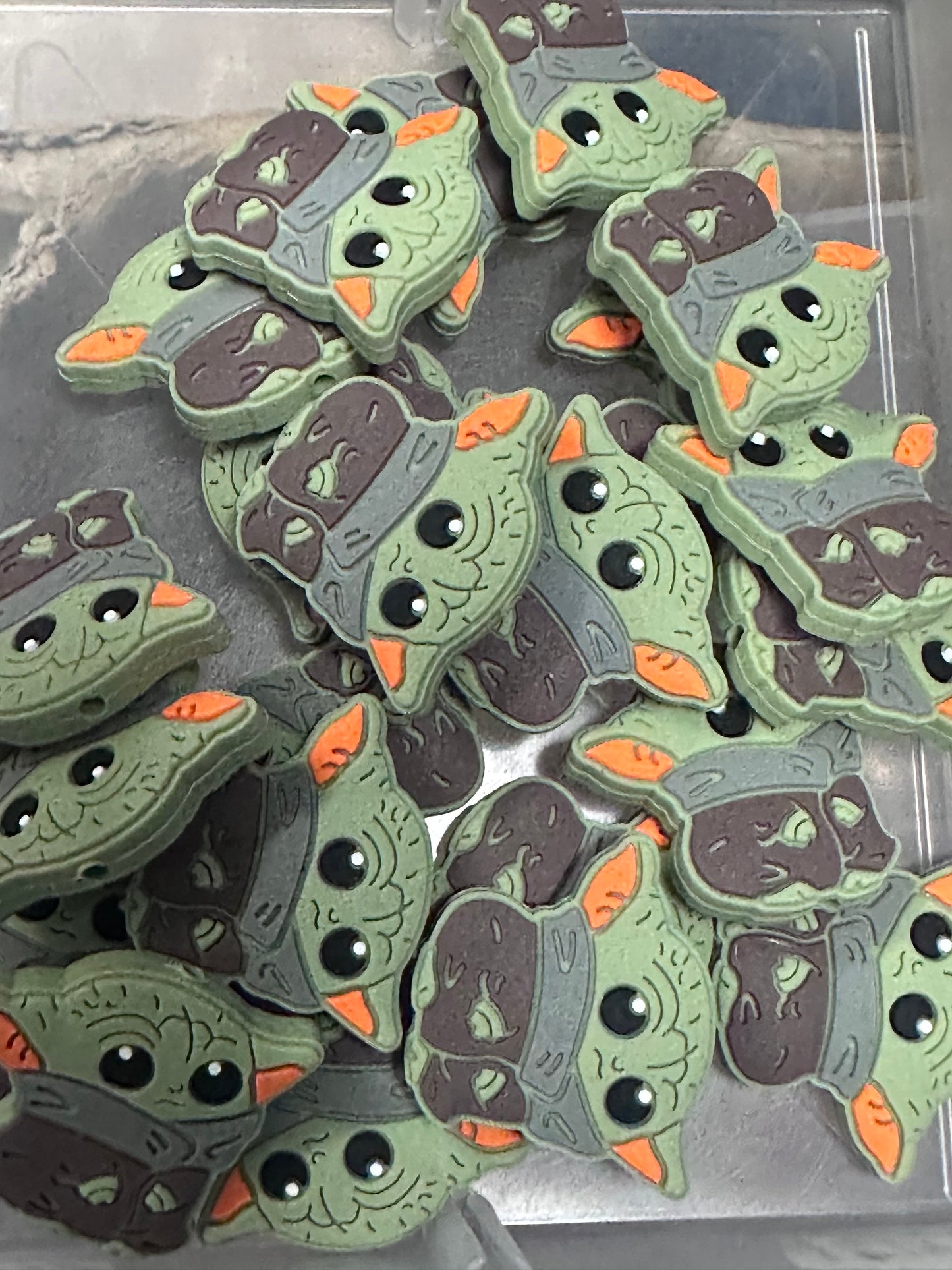 Baby green guy focal bead/star guy/ silicone focal bead/beadable pen bead