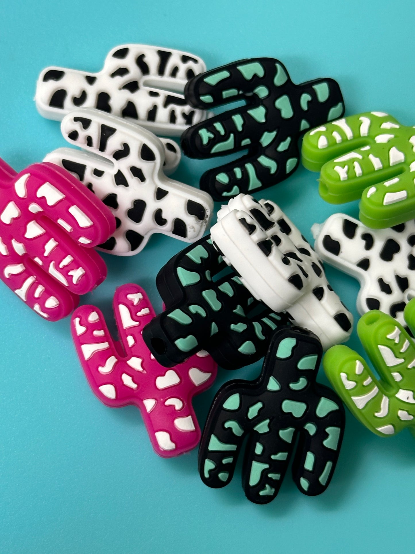 Cow spotted cactus Focal Bead/ silicone focal bead/ pen beads