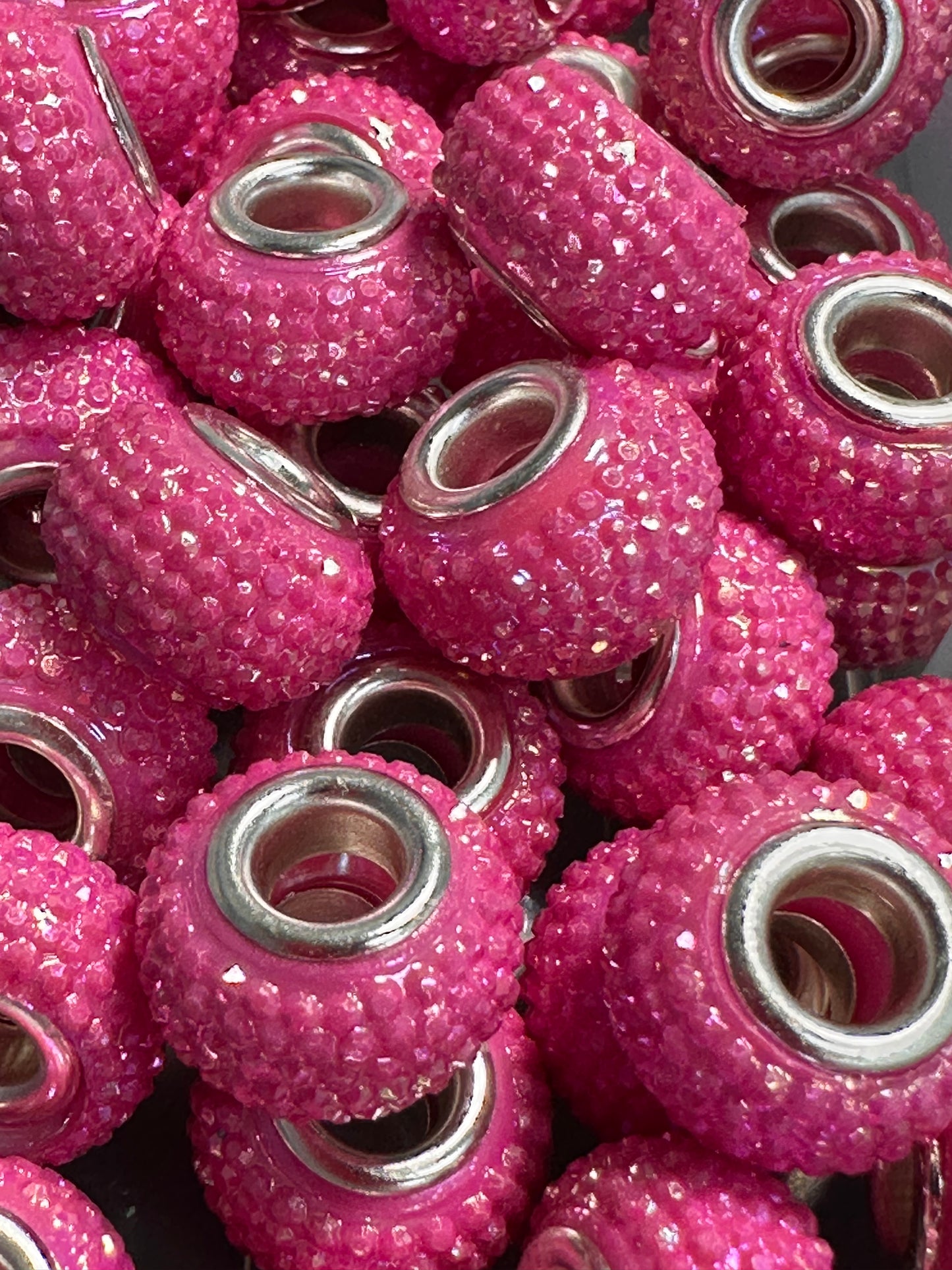 Ten (10) Acrylic dark pink rhinestone spacers included/ jewelry Bead/ beadable pen beads/ keychain bead/bead/12mm