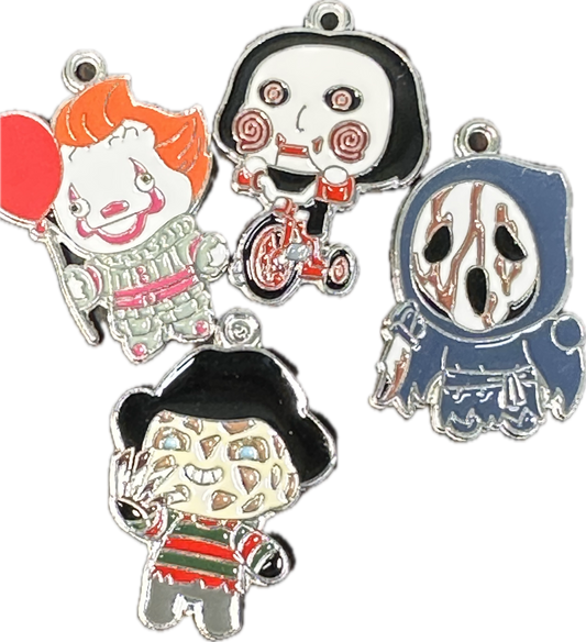 Scary guys enameled metal charms/ DIY charm bracelet/ DIY necklace #8- Set of 4 or individually