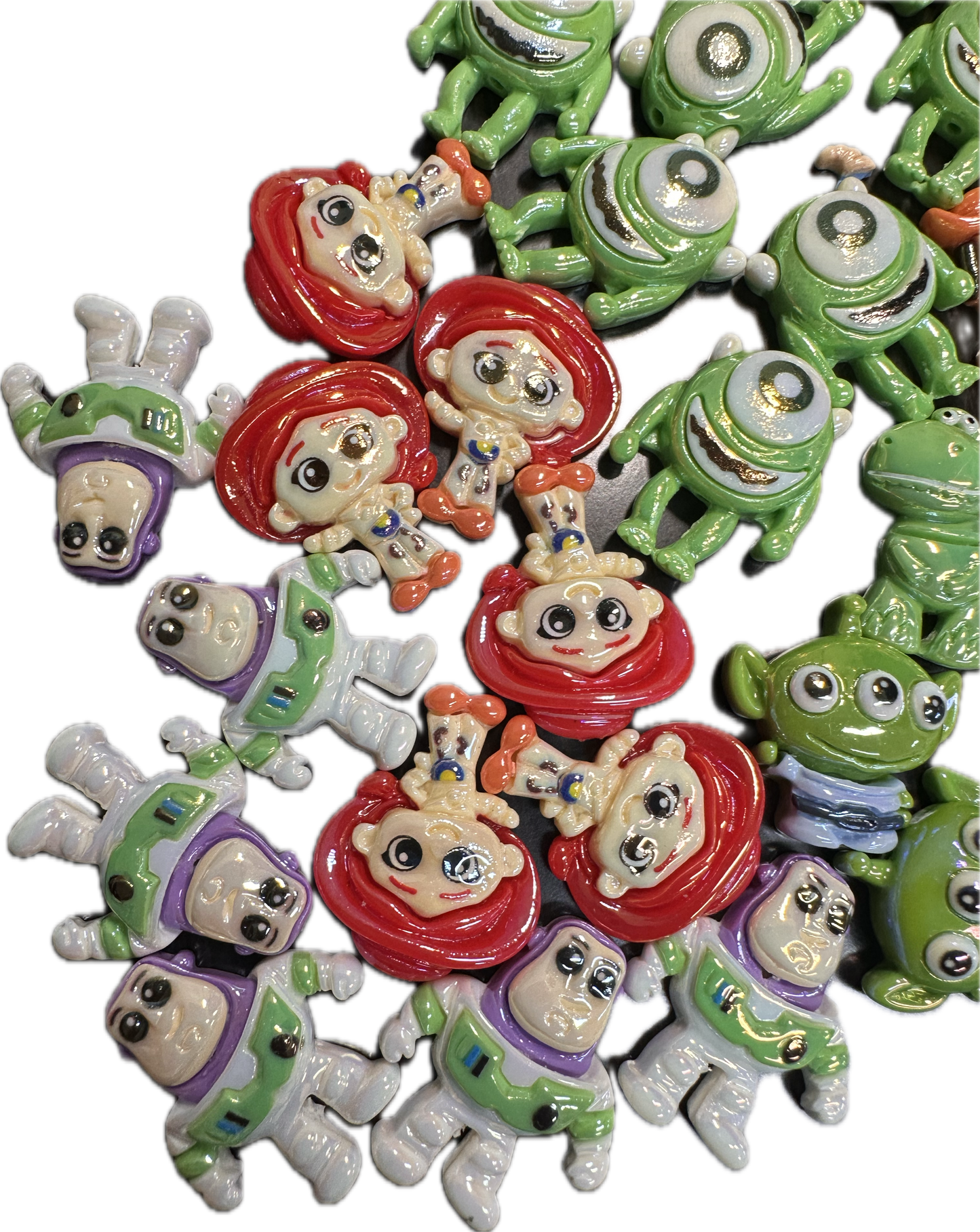 Random Character Flat Back Beads – Set of 10 – Fits Beaded Pens and keychains