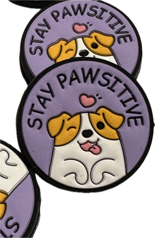 White dog with brown ears silicone focal bead/ dog dad/ dog lover/ stay pawsitive/ heart