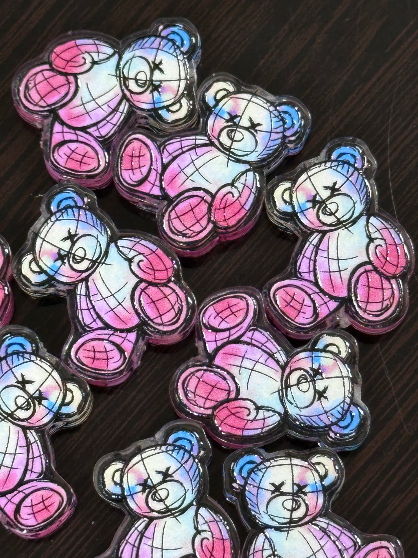 Teddy Bear acrylic focal bead- set of 2/ focal bead/ pen beading / keychain bead