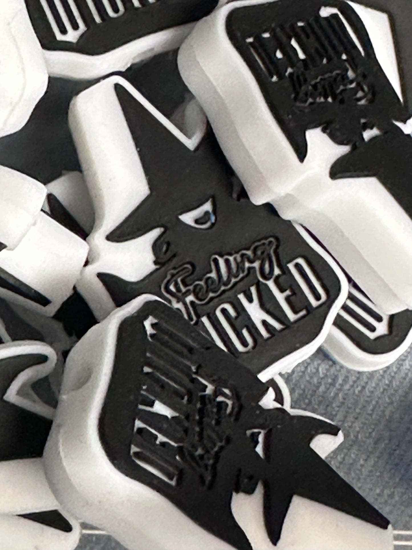 Wicked witch silicone focal bead with designs/ pen beading/ keychain bead/ DIY/ fancy bead