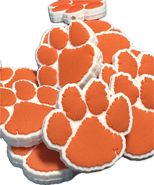 Clemson Tigers focal bead orange paw