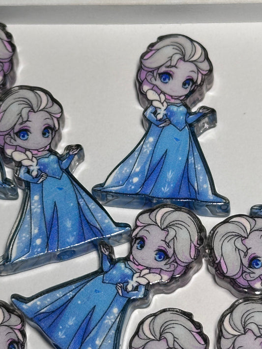 Beautiful princess acrylic focal bead- set of 2/ focal bead/ pen beading / keychain bead/ blue dress