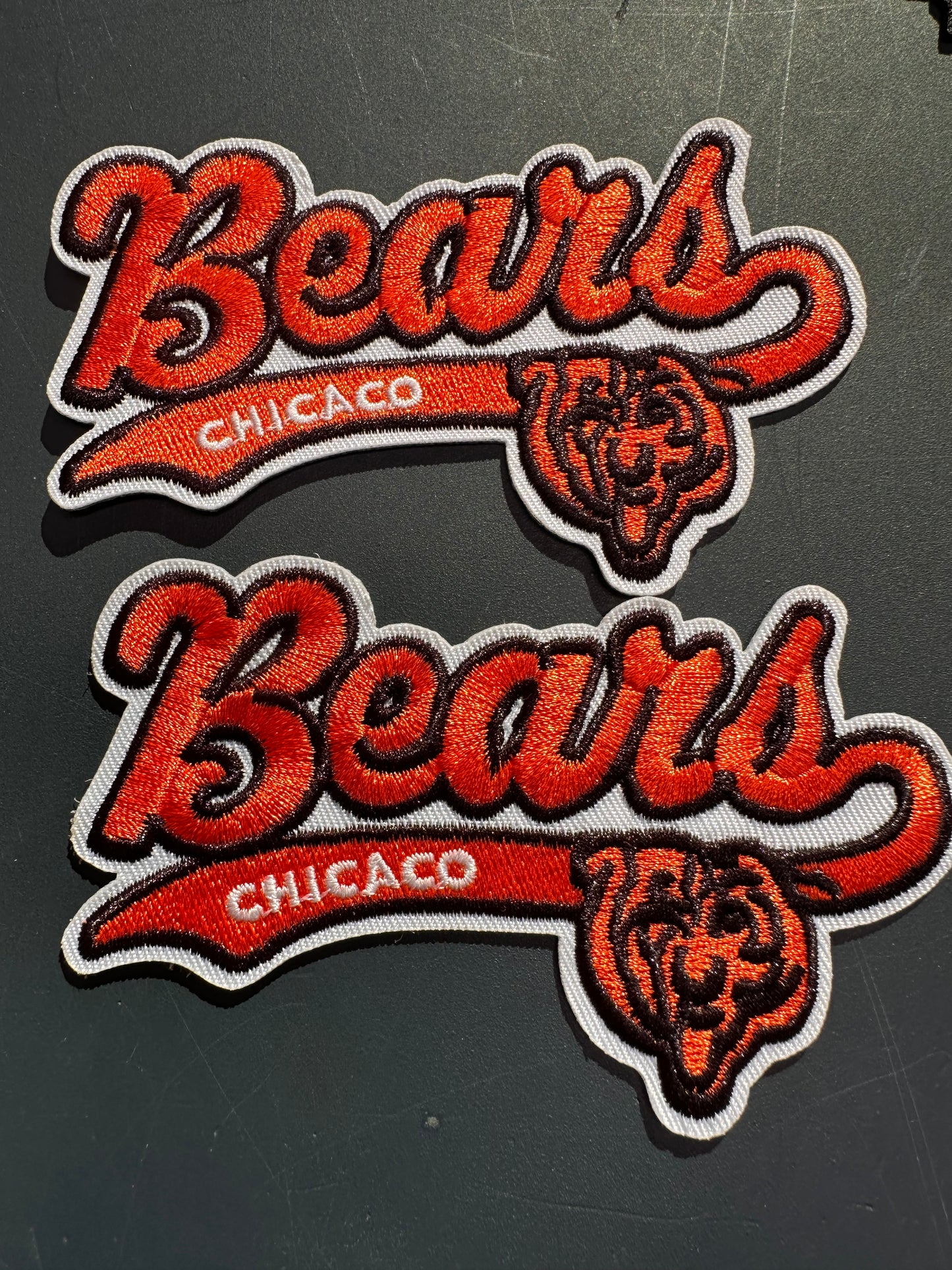 CHICAGO BEARS EMBROIDERED IRON ON PATCH/ SIZE APPROX 4" x 2.5"/ QUALITY MATERIAL/FABRIC PATCHES/FOOTBALL TEAM