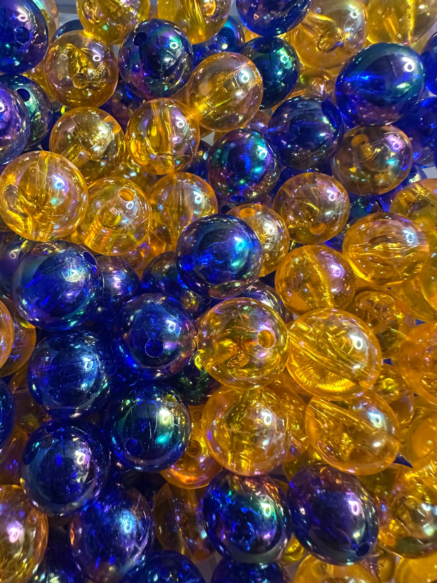 Clear Beads/Set of ten beads-Five beads each color included/ perfect to go with Florida Gators and University of Auburn /fits beadable pen/ keychain bead/ dark blue and orange/ 16mm